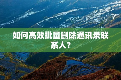 如何高效批量删除通讯录联系人?