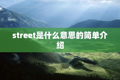 street是什么意思的简单介绍 street是什么意思的简单介绍