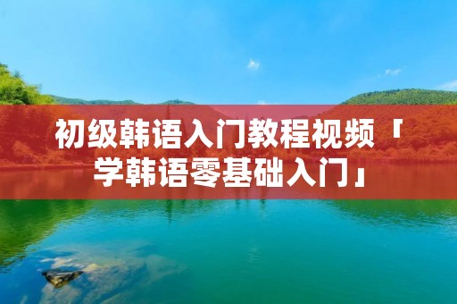 初级韩语入门教程视频「学韩语零基础入门」