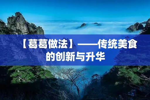 【葛葛做法】——传统美食的创新与升华
