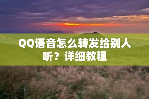QQ语音怎么转发给别人听?详细教程