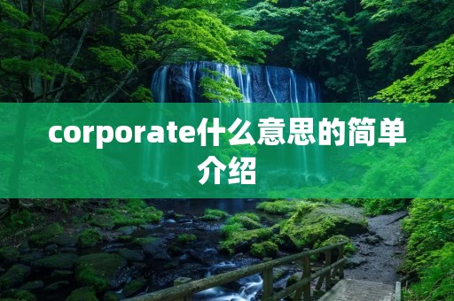 corporate什么意思的简单介绍