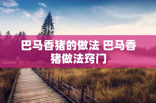 巴马香猪的做法 巴马香猪做法窍门