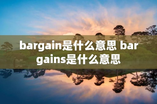 bargain是什么意思 bargains是什么意思