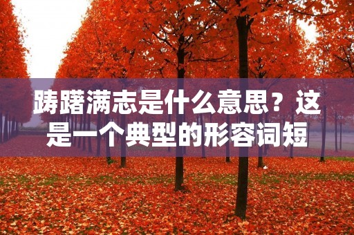 踌躇满志是什么意思？这是一个典型的形容词短语，用来形容一个人或一件事情的状态。这个词语通常用来描述一个人自信、充满信心，或者一个人对于自己的未来充满了期待和憧憬。踌躇满志的人通常会表现出非常积极的行为，他们会努力工作、追求自己的目标，并且不会轻易放弃。