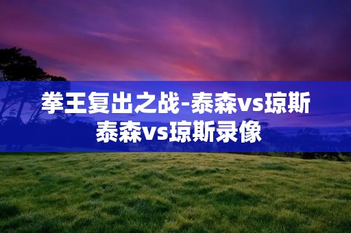 拳王复出之战-泰森vs琼斯 泰森vs琼斯录像