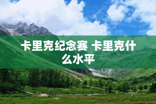 卡里克纪念赛 卡里克什么水平