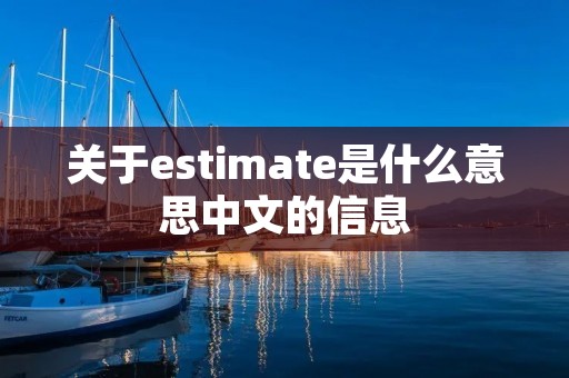 关于estimate是什么意思中文的信息 关于estimate是什么意思中文的信息