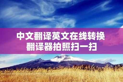 中文翻译英文在线转换 翻译器拍照扫一扫