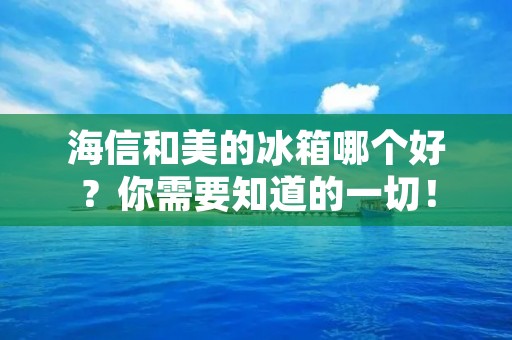 海信和美的冰箱哪个好?你需要知道的一切! 海信和美的冰箱哪个好?你需要知道的一切!