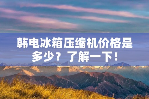 韩电冰箱压缩机价格是多少?了解一下! 韩电冰箱压缩机价格是多少?了解一下!