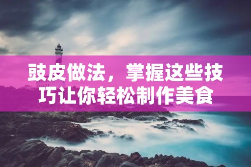 豉皮做法,掌握这些技巧让你轻松制作美食 豉皮做法,掌握这些技巧让你轻松制作美食