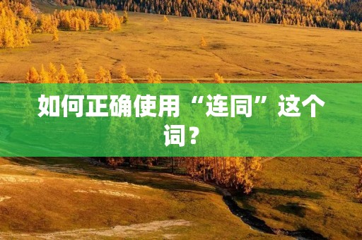 如何正确使用“连同”这个词?