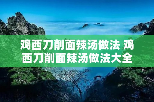 鸡西刀削面辣汤做法 鸡西刀削面辣汤做法大全