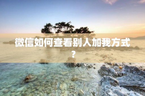 微信如何查看别人加我方式?