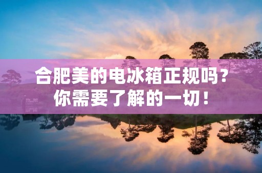 合肥美的电冰箱正规吗?你需要了解的一切! 合肥美的电冰箱正规吗?你需要了解的一切!