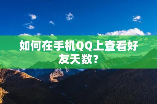 如何在手机QQ上查看好友天数?