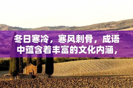 冬日寒冷,寒风刺骨,成语中蕴含着丰富的文化内涵,让人们在寒冷的冬日里感受到一种温暖和力量。下面就让我们来一起探究一些冬天的成语吧。 冬日寒冷,寒风刺骨,成语中蕴含着丰富的文化内涵,让人们在寒冷的冬日里感受到一种温暖和力量。下面就让我们来一起探究一些冬天的成语吧。