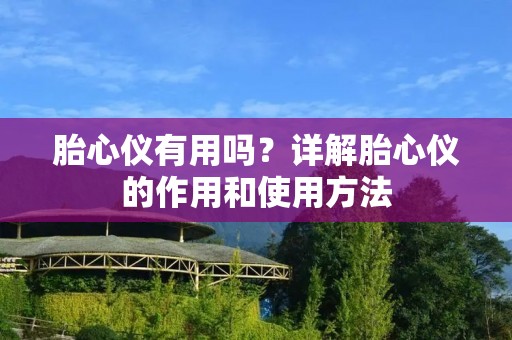 胎心仪有用吗?详解胎心仪的作用和使用方法