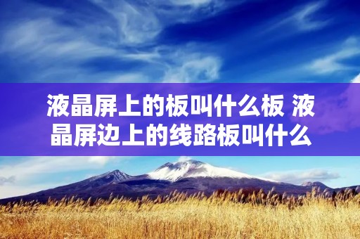 液晶屏上的板叫什么板 液晶屏边上的线路板叫什么 液晶屏上的板叫什么板 液晶屏边上的线路板叫什么