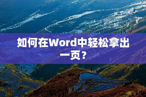 如何在Word中轻松拿出一页?