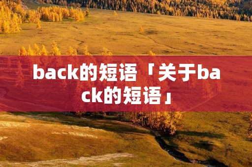 back的短语「关于back的短语」 back的短语「关于back的短语」