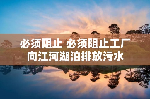 必须阻止 必须阻止工厂向江河湖泊排放污水