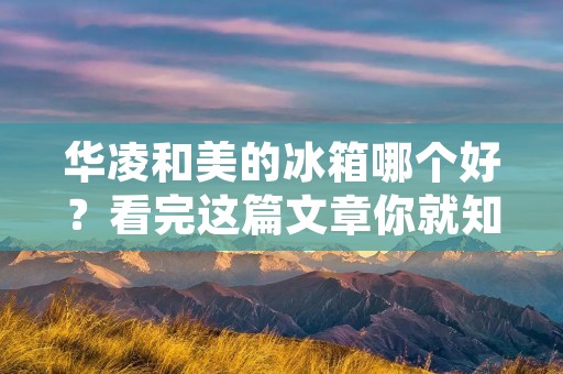 华凌和美的冰箱哪个好?看完这篇文章你就知道了! 华凌和美的冰箱哪个好?看完这篇文章你就知道了!