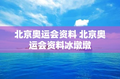 北京奥运会资料 北京奥运会资料冰墩墩 北京奥运会资料 北京奥运会资料冰墩墩