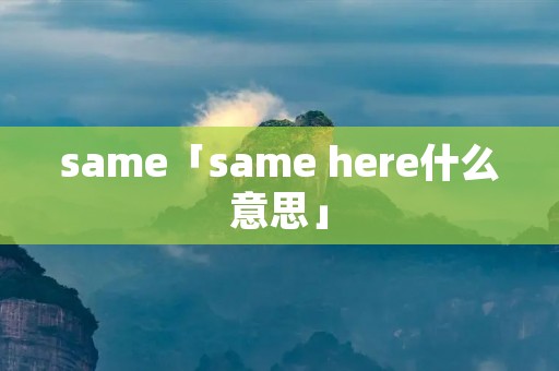same「same here什么意思」