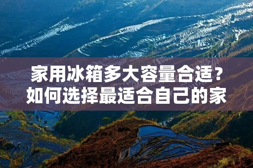 家用冰箱多大容量合适？如何选择最适合自己的家用冰箱？