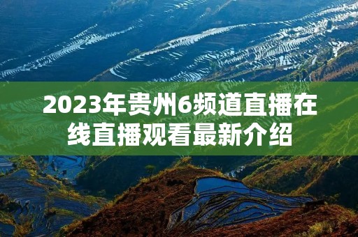 2023年贵州6频道直播在线直播观看最新介绍