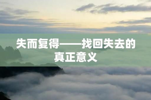 失而复得——找回失去的真正意义