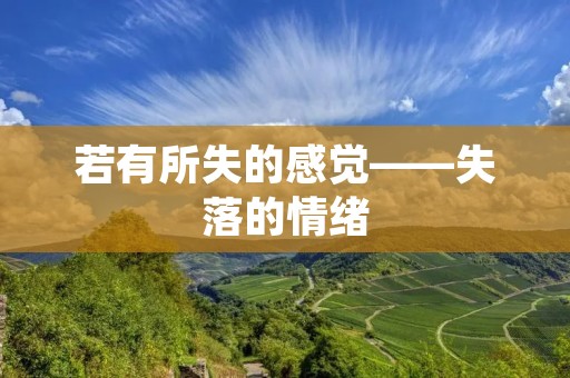 若有所失的感觉——失落的情绪