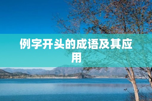 例字开头的成语及其应用