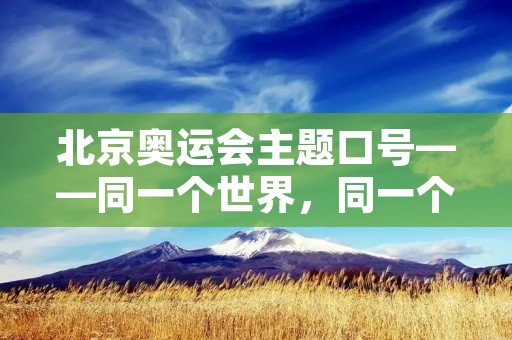 北京奥运会主题口号——同一个世界,同一个梦想 北京奥运会主题口号——同一个世界,同一个梦想
