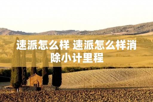 速派怎么样 速派怎么样消除小计里程