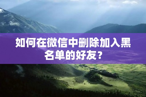 如何在微信中删除加入黑名单的好友?