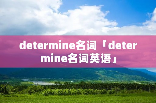 determine名词「determine名词英语」