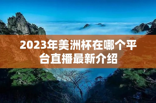 2023年美洲杯在哪个平台直播最新介绍