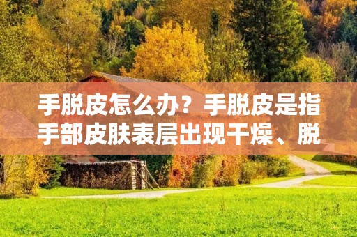 手脱皮怎么办？手脱皮是指手部皮肤表层出现干燥、脱皮、龟裂等现象。手脱皮的原因有很多，可能是天气干燥、过度清洁、皮肤炎症、缺乏水分、缺乏维生素等。对于手脱皮的人来说，除了影响美观外，还会带来疼痛和不适感。那么，手脱皮怎么办呢？