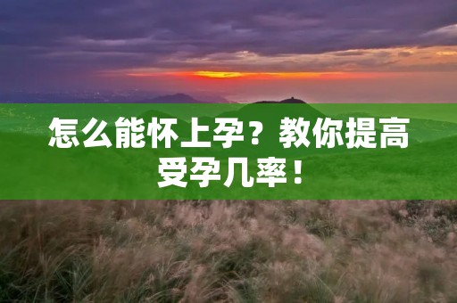 怎么能怀上孕?教你提高受孕几率! 怎么能怀上孕?教你提高受孕几率!