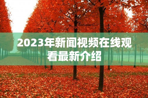 2023年新闻视频在线观看最新介绍