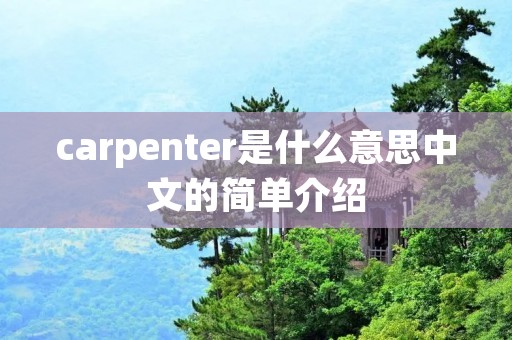 carpenter是什么意思中文的简单介绍