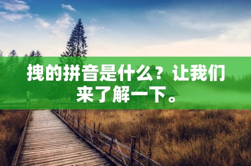 拽的拼音是什么？让我们来了解一下。