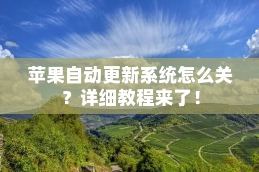 苹果自动更新系统怎么关?详细教程来了!