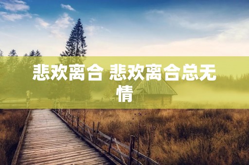 悲欢离合 悲欢离合总无情