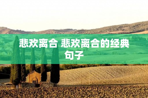 悲欢离合 悲欢离合的经典句子