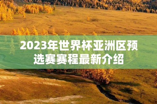 2023年世界杯亚洲区预选赛赛程最新介绍
