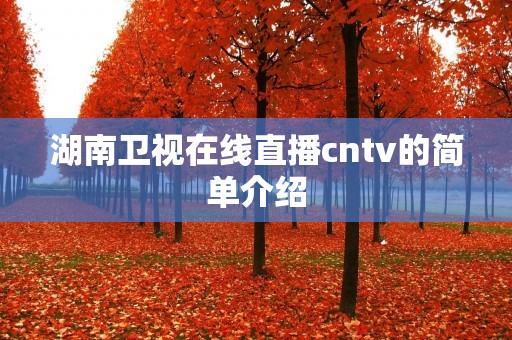 湖南卫视在线直播cntv的简单介绍